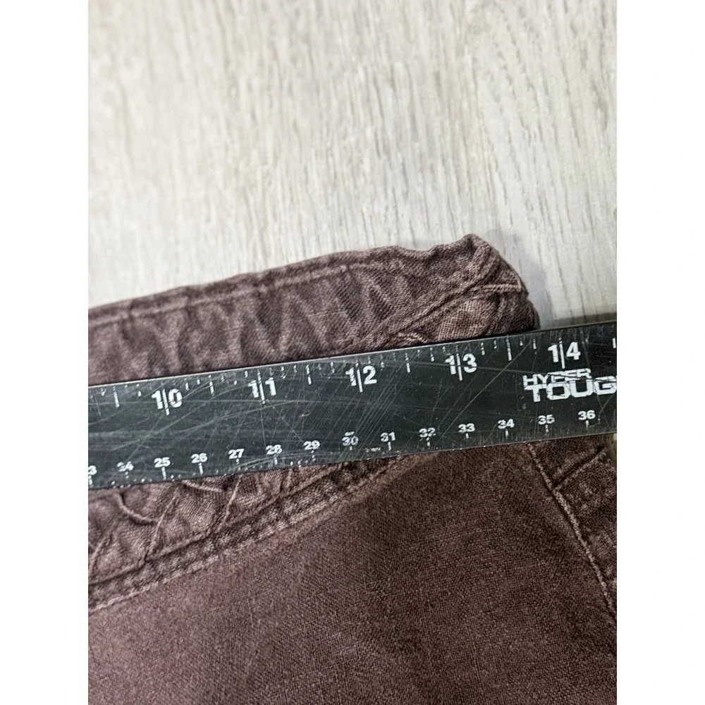 Banana Republic Wide Leg 100% Linen Pants Women's Size 2 Brown Braided Accent